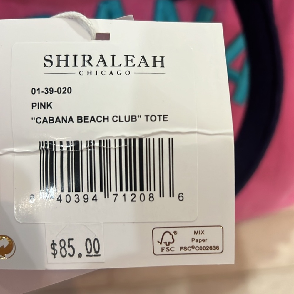 Shiraleah Pink Cabana Beach Club Tote Bag - Picture 4 of 7